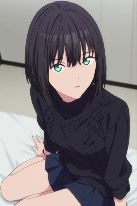 masterpiece, best quality, amazing quality, highres, absurdres, very aesthetic, high resolution, ultra detailed, perfect details, ufotable style, 1girl, solo, indoors, , (detailed background:1.2),from above, (long sidelocks), ,, ((inverted bob)), ((black h...