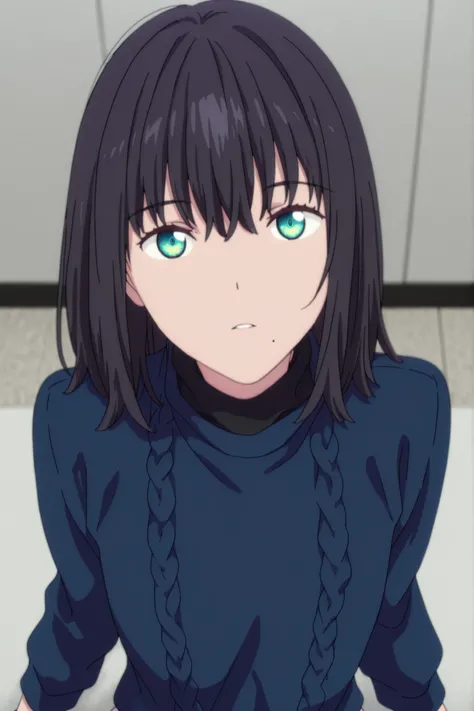 masterpiece, best quality, amazing quality, highres, absurdres, very aesthetic, high resolution, ultra detailed, perfect details, ufotable style, 1girl, solo, indoors, , (detailed background:1.2),from above, (long sidelocks), ,, ((medium hair, flipped hair...