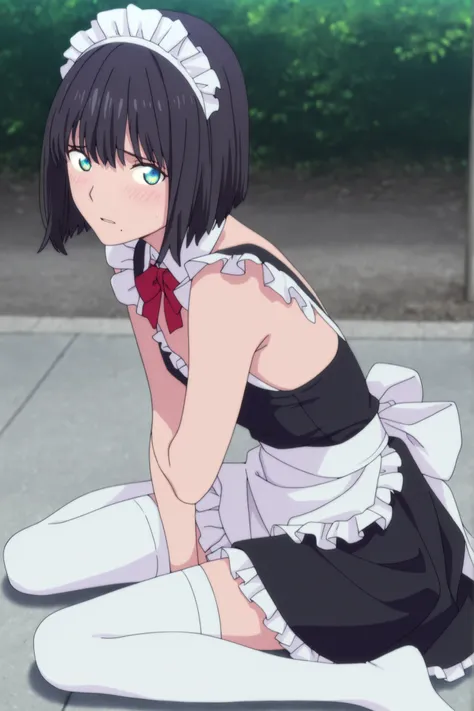 masterpiece, best quality, amazing quality, highres, absurdres, very aesthetic, high resolution, ultra detailed, perfect details, ufotable style, 1girl, solo, outdoors, , (detailed background:1.2),from above, from side,(long sideburns), (flipped hair),inve...