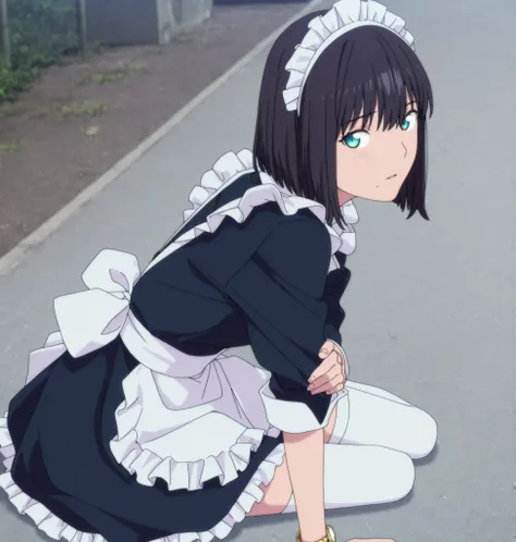 masterpiece, best quality, amazing quality, highres, absurdres, very aesthetic, high resolution, ultra detailed, perfect details, ufotable style, 1girl, solo, outdoors, , (detailed background:1.2),from above, from side,(long sideburns), (flipped hair),inve...