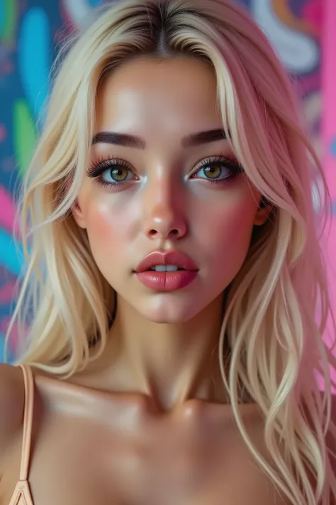 Ultra-realistic (photorealistic Realism), (Key Directive: - ("The priority is the anatomical accuracy and texture of the materials" - "Ultra-sharp human eyes with biological accuracy") {A model japanes girl in swimsuits posing for a photoshoot on psychede...