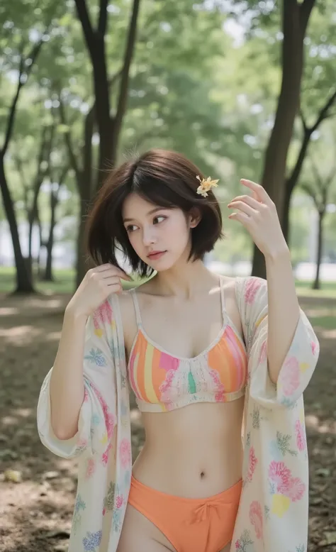 campainha, , (melhor qualidade,4k, 8k, high resolution, obra-prima:1.2), ultra-detalhado, (realista ,fotorrealista ,trees:1.37), 1 garota em, (corpo perfeito :1.2), Ultra-detailed face, detailed lips, olhos detalhados, sexy double eyelids, beautiful detail...