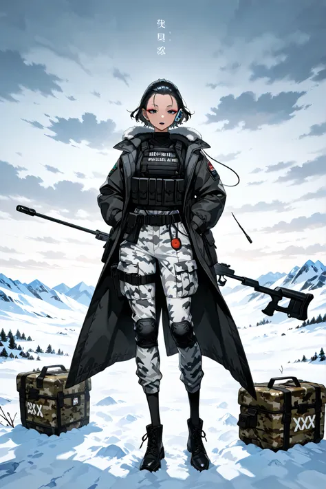 (Black hair, hud_sle3kbun, short hair, hair slicked back,xxx667_illu,) The woman is a Military paramedic. She has slim build, small breasts, narrow hips. She has dark tanned skin. She has jet-black short wavy hair slicked back. She has black eyes. She has ...