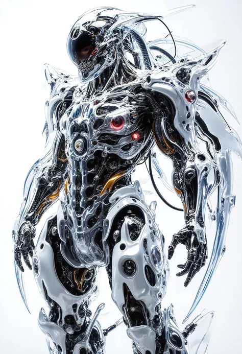 A hyper-realistic, 8K HD photorealistic full-view close-up image of a futuristic mechanical [OBJECT]. It is crafted completely from transparent hard plastic, shaped exactly like its real-world form, with no missing parts. Every section is consistently mech...
