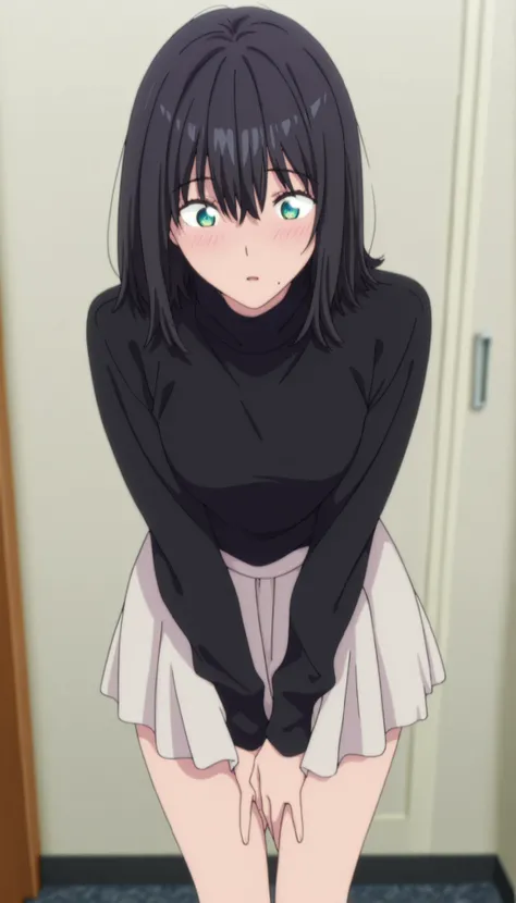 masterpiece, best quality, amazing quality, highres, absurdres, very aesthetic, high resolution, ultra detailed, perfect details, ufotable style, 1girl, solo, indoors, , (detailed background:1.2),from above, (long sidelocks), ,, ((medium hair, flipped hair...