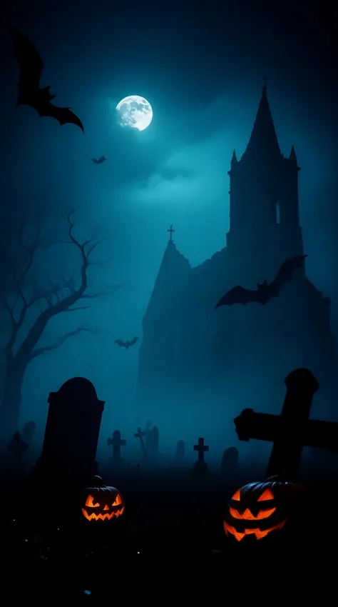 Halloween Graveyard Backgrounds | Qwen v1