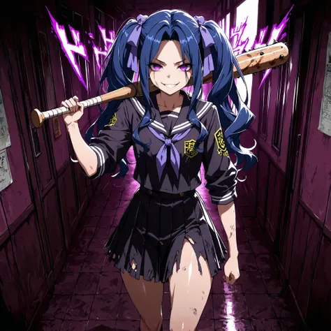 ultra detailed,High Quality, High Resolution ,High Definition,amazing quality,masterpiece,best quality,very aesthetic,absurdres,eyesHD,high gradient eyes,detailed eyes,high definition eyes,melty, long hair , ribbon , twintails , blue hair , purple eyes , h...