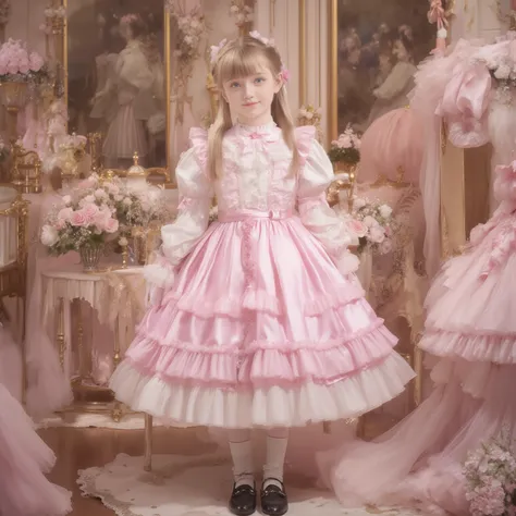 (( Distant Scenery,realistic,full body,standing:1.2)),Highest Quality, masterpiece, highest resolution, super それにget used to it, many get used to it, get used to it, それにget used to it, 3 photos ,,,. ((10 year old European girl,blonde long hair,blue eyes:1...