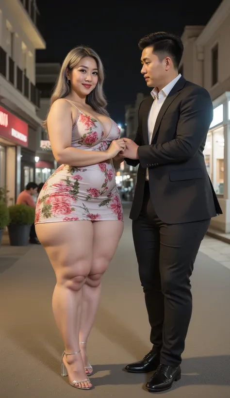 An Asian attractive mature woman with a provocative curvaceous body, is 60 years old and has a figure with prominent curves, a plump with perfect proportions curves, generous curves and plus-size, a body with an hourglass figure, her voluptuous wide hips h...