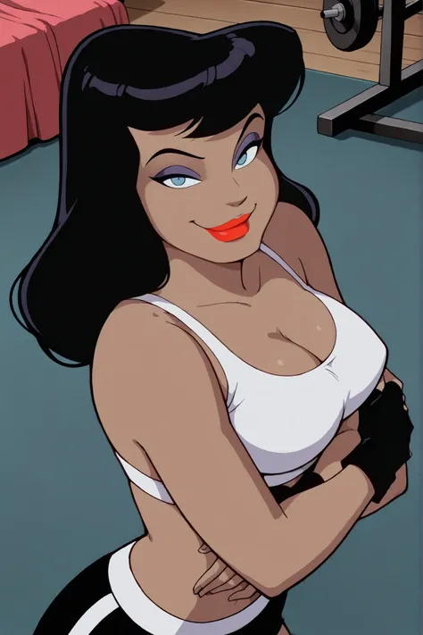 BREAK, score_6_up, score_7_up, score_8_up, score_9, masterpiece, best quality, detailed, seductive expression, seducing viewer, teasing viewer, 1girl, solo, zanbtas, black hair, blue eyes, large breasts, cleavage, curvy, athletic, busty, lipstick, makeup, ...