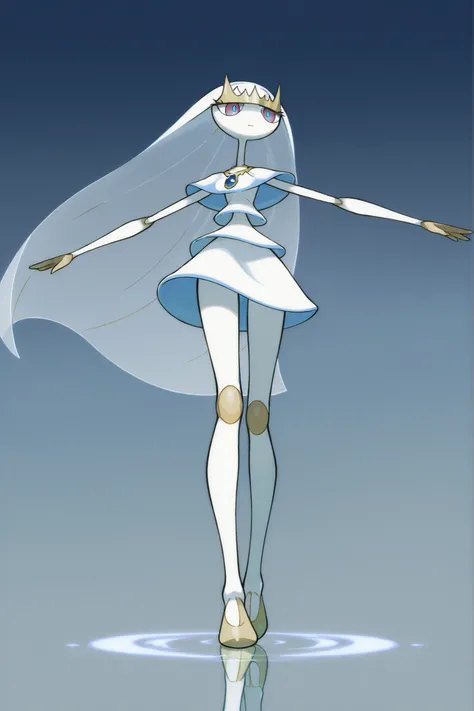 slender, beautiful Ferroche is expressionless and jumps into the air and kicks his knees、arms and legs stretch naturally and well-balanced posture、with speedy kick effects、The background is a simple city at dusk、highlight the three-dimensional effect with ...