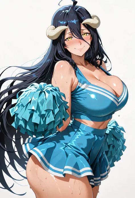 Mature Woman,Albedo from overlord, large breasts,, large breasts,, , blush, smile,,,, looking at viewer,, , smile, blush,, ,,, NICE LEGS,, POUT FACE, NOSE BLUSH, HARD BLUSH,, large breasts,, thick thigh, thick thighs, nose blush, shiny legs, shiny body, sh...