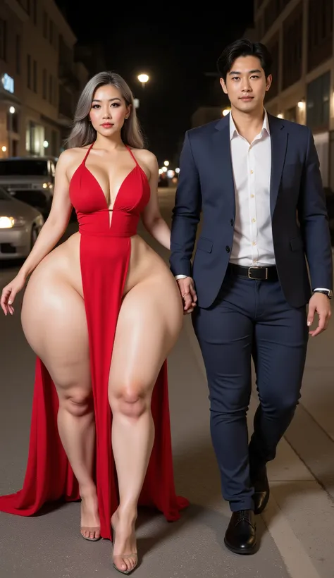 An Asian attractive mature woman with a provocative curvaceous body, is 60 years old and has a figure with prominent curves, a plump with perfect proportions curves, generous curves and plus-size, a body with an hourglass figure, her voluptuous wide hips h...