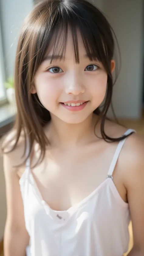 big eyes、世界一cute中学生、Use your arms 、Fruit Clothes、smile,(      She's a Middle School Student           、There are:1.8),(8k, Original Photo, Highest Quality, masterpiece: 1.45), A Cup Breasts、and、symbol body、(realistic, photorealistic: 1.8), 8k,( The chest i...