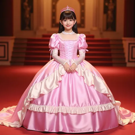 Princess Girls,10 years old,Large Ball Gown Dress in Pastel Colors,Large hoop skirt ,long sleeve,puff sleeve,ruffle sleeve,Ruffle Yoke Collar,large yoke collar,lace up corset with ribbon,princess tiara to wear on the back of the head,cute dress decorated w...