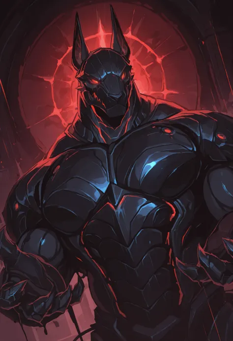 score_9, score_8_up, score_7_up, score_6_up, score_5_up, score_4_up, gigerworld, anthro jackal, wearing black waistcoat over heavy armor, bulky, wide chest
cybrog, anthro, jackal, male, Muscle, Delicate face, Delicate eyes, 1 big tail, (glowing LED), rubbe...