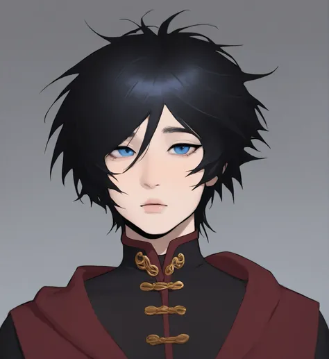 1boy, solo, masterpiece, best quality  imuoen, cute, short hair, black hair, blue eyes, femboy