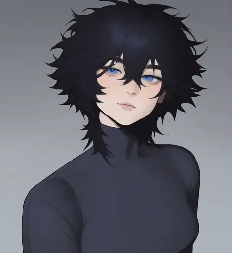 1boy, solo, masterpiece, best quality  imuoen, cute, short hair, messy bangs, black hair, blue eyes, femboy