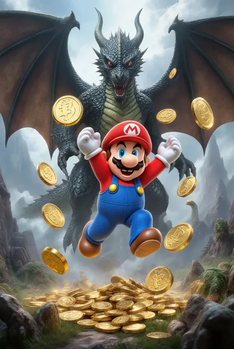Super mario UP coins big dracon, finish prensessa
