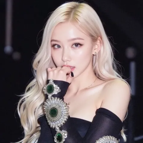 Close up of a person with long blond hair and a black top, Retrato de Jossi de Blackpink, Parque Roseanne do Blackpink, jossi do rosa preto, Cl, KDA, Jisoo do Blackpink, jennie rosa preto, ava max, jia, Retrato Jisoo Blackpink, jisoo do rosa preto, rosa pr...