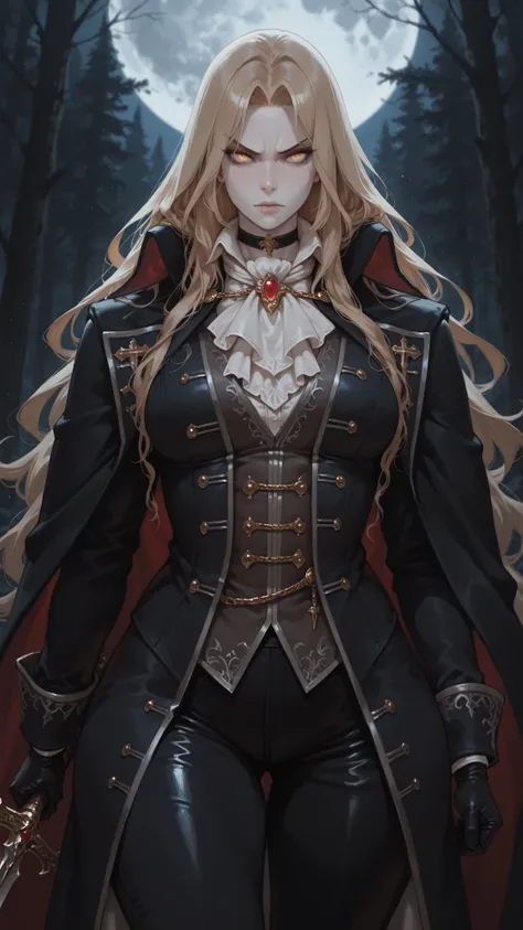 1girl, solo, beautiful girl, UHD, masterpiece, (anatomically correct), super detail, high details, high quality, best quality, HD, 8k
Alucard_\(Castlevania\),
alucard_castlevania, vampire girl
long hair, yellow eyes, pale skin, black cape, white ascot, bl...