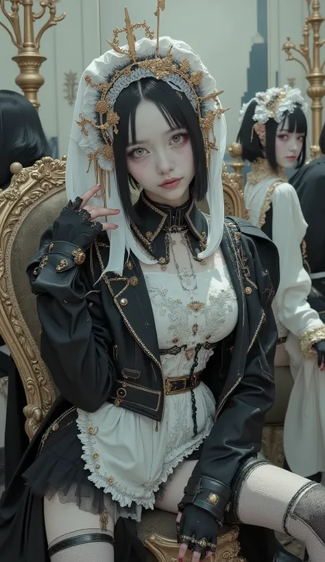 SeaArt Bot featuring multiple intricate decorations and textures
upscaling
Studios
11:01:33、There are people wearing elaborate, detailed black and white maid-style costumes、who wears a black leather riders jacket over his costume. The costume is mostly bla...