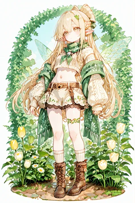 (ima_AI123,) Faèrie princess. She has tall, thin miniature physique. She has holographic dragonfly wings. She has pale ivory skin and long pointy elf ears. Her eyes are sky-blue. She has longest floor-length golden-blonde ringlet hairstyle decorated with w...