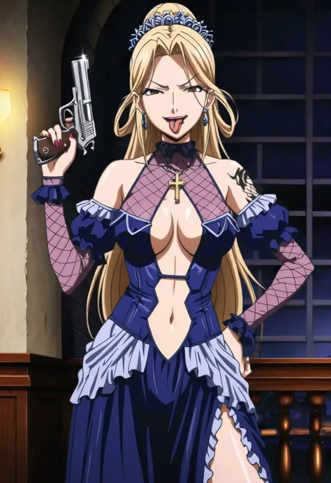 ((masterpiece)),(((best quality))),((ultra-detailed)),((illustration)),((disheveled hair)),((frills)),(1 girl),(solo),
Lihtel \( Samayou Midara na Lunatics\),blonde hair,brown eyes,(anime coloring , anime screencap:1.2),(European Aristocrat Style:1.2),matu...