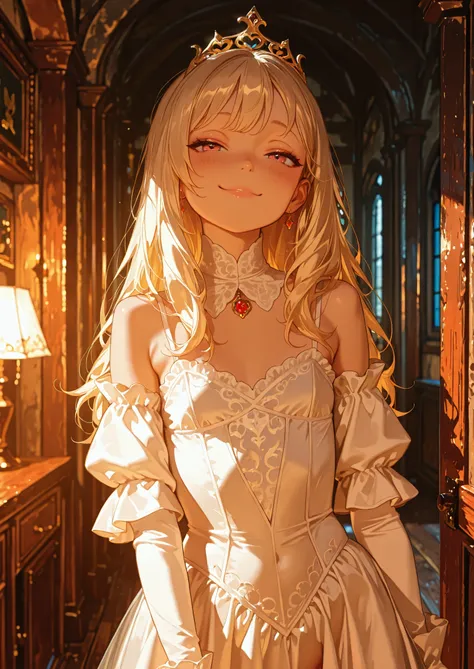 1girl, solo, young loli, princess, smug, petite but curvy, medieval fantasy room, beautiful decorations, seductive, sexy pose, alluring atmosphere, cinematic lighting and shadows, beautiful lighting and shadows, BREAK, masterpiece,top quality,warm color,hi...