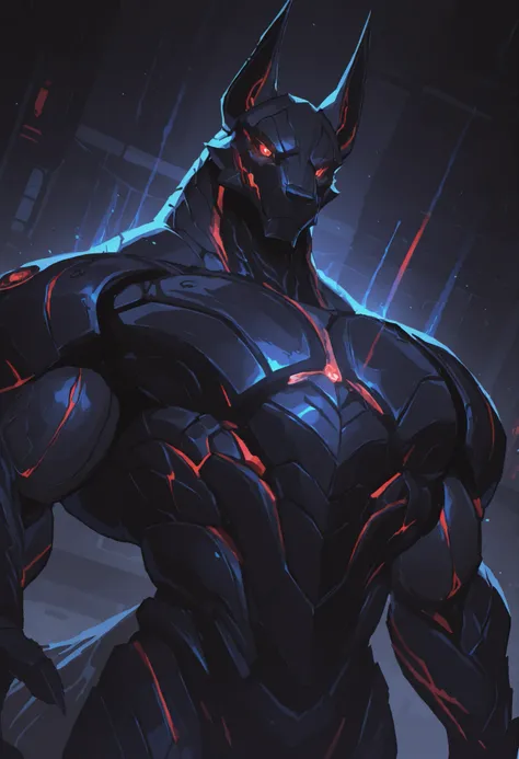 score_9, score_8_up, score_7_up, score_6_up, score_5_up, score_4_up, gigerworld, anthro jackal, wearing black waistcoat over heavy armor, bulky, wide chest
cybrog, anthro, jackal, male, Muscle, Delicate face, Delicate eyes, 1 big tail, (glowing LED), rubbe...