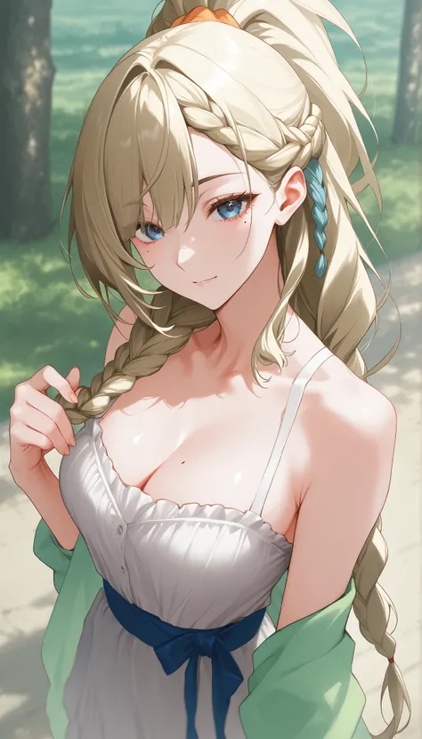 score_9, score_8_up, score_7_up、Anime、masterpiece、mhGemma、The blond haired、long hair、touch tall ponytail、braids、Blue eyes、mole under eye