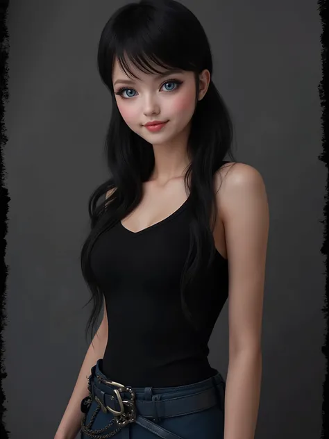marinette Dopanchan, Photography, A very beautiful and cute 22 year old woman with a slight smile. (((Shy smile))), sharp focus on the face, (((Western eyes:1.5))), (((Extremely detailed ice-blue eyes, beautiful eyes, beautifully detailed eyes))), (((delic...