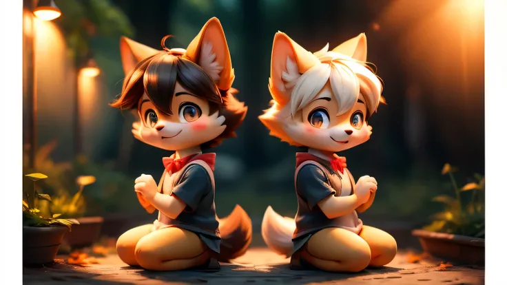 cute dog couple、get lost、back to back