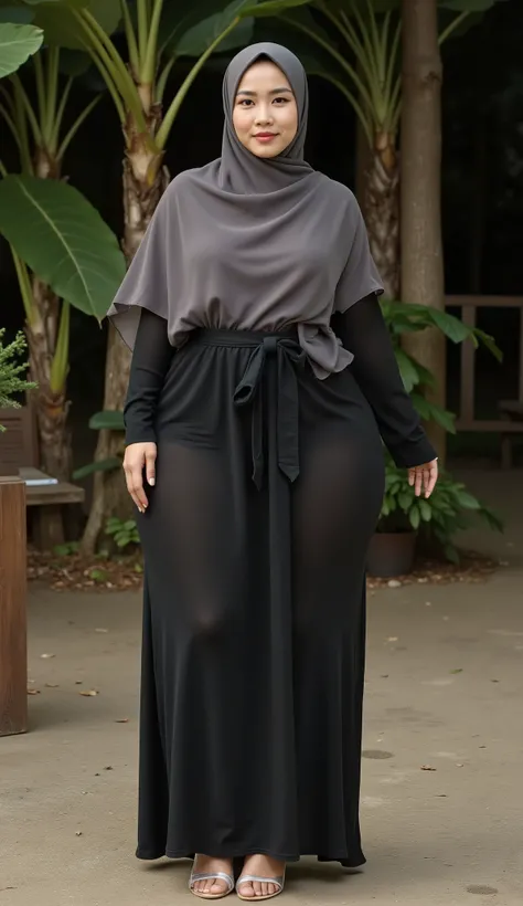 An Asian attractive mature woman with a provocative curvaceous body, is 60 years old and has a figure with prominent curves, a plump with perfect proportions curves, generous curves and plus-size, a body with an hourglass figure, her voluptuous wide hips h...