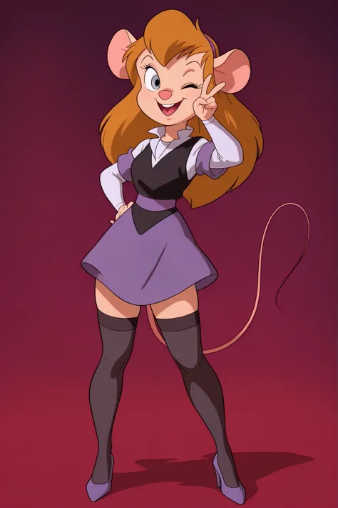 masterpiece, amazing quality, best quality, ultra-detailed, 8K, illustration, clear skin, ultra-detailed-eyes, soft skin, very awa, very as2, soft body, 1990s \(style\), official art, ga_ha, 1girl, blue eyes, long hair, animal ears, mouse, tail, hair ornam...