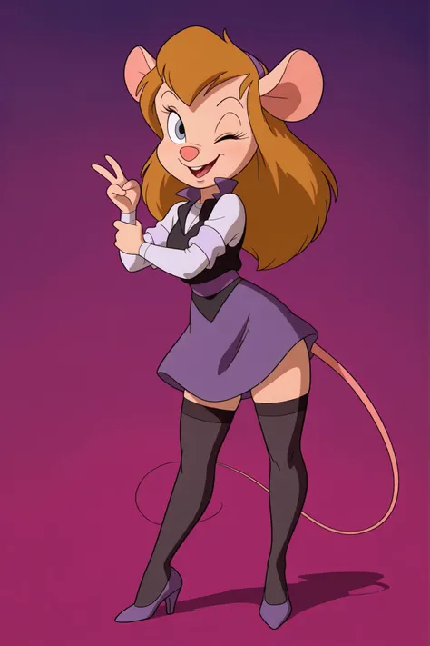 masterpiece, amazing quality, best quality, ultra-detailed, 8K, illustration, clear skin, ultra-detailed-eyes, soft skin, very awa, very as2, soft body, 1990s \(style\), official art, ga_ha, 1girl, blue eyes, long hair, animal ears, mouse, tail, hair ornam...