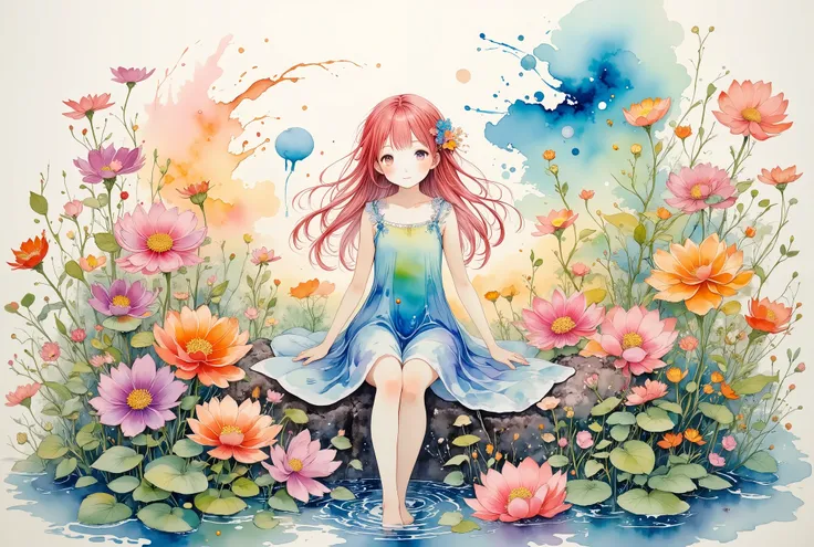 (Harry Clarke (Harry Clarkee) style:0.5),(Santiago Carsoso Style:0.7),
1 girl,
BREAK Flower Background,(Floral foreground:1.6),( blurred background:1.7),from_side,人物をmiddle心とした構図,Look up ,(Picture:1.4),(actually:1.5),middle_shooting,stare at the audience,(...