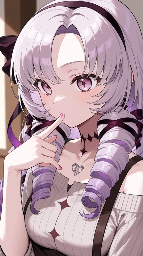 1girl,solo,
high resolution,masterpiece,
Hyakumangen Salome \(Casual\),
Kisses to the fingertips,Put it on your finger,