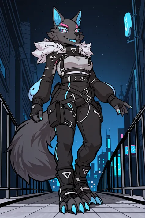 (solo), masterpiece, best quality, clean line art, highres, extremely detailed eyes, perfect eyes, detailed line art, intricate details, ultra-detailed, sharp focus, perfect, full body picture, centered, 1girl, highwire_pack_leader_illust, fur_trim_(clothi...