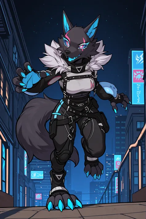 (solo), masterpiece, best quality, clean line art, highres, extremely detailed eyes, perfect eyes, detailed line art, intricate details, ultra-detailed, sharp focus, perfect, full body picture, centered, 1girl, highwire_pack_leader_illust, fur_trim_(clothi...