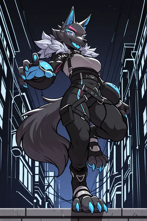 (solo), masterpiece, best quality, clean line art, highres, extremely detailed eyes, perfect eyes, detailed line art, intricate details, ultra-detailed, sharp focus, perfect, full body picture, centered, 1girl, highwire_pack_leader_illust, fur_trim_(clothi...