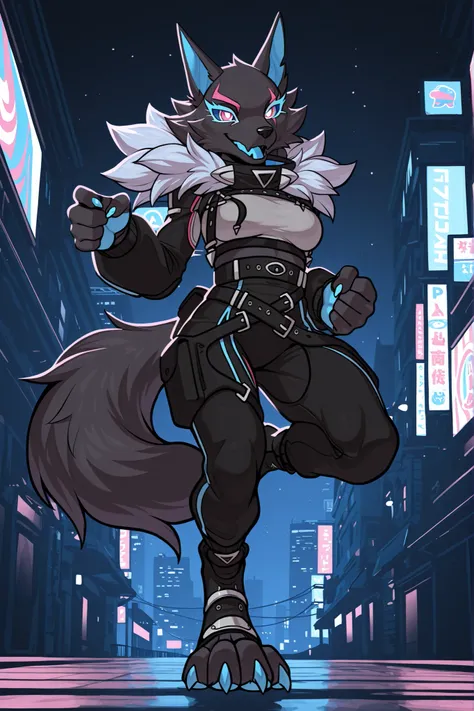 (solo), masterpiece, best quality, clean line art, highres, extremely detailed eyes, perfect eyes, detailed line art, intricate details, ultra-detailed, sharp focus, perfect, full body picture, centered, 1girl, highwire_pack_leader_illust, fur_trim_(clothi...