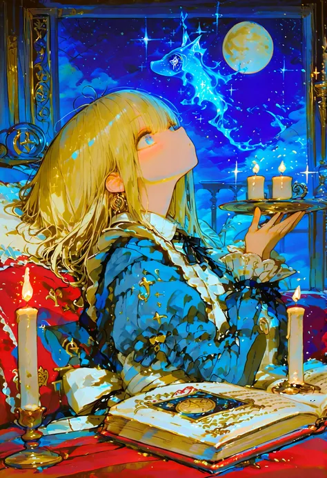 Harvest Festival, Alice with her hands over, mystical atmosphere, Moon Horoscope, Instead of Tarot Cards々Drinks and Foods in Wonderland {x} Drinks and Foods in Wonderland Instead of Tarot Cards, Fruits Floating in the Palm, Drinks and Foods That Give Light...