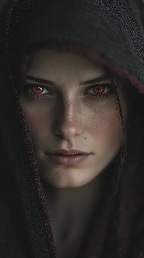 A beautiful vampire, with red eyes 4K, Canon EOS 5D Mark IV Digital SLR, 35mm lens , sharp debtocus , Exquisitely crafted , Long Exposure , debt/8 , ISO100 , Shutter Speed 1/125 , by Hans Feurer