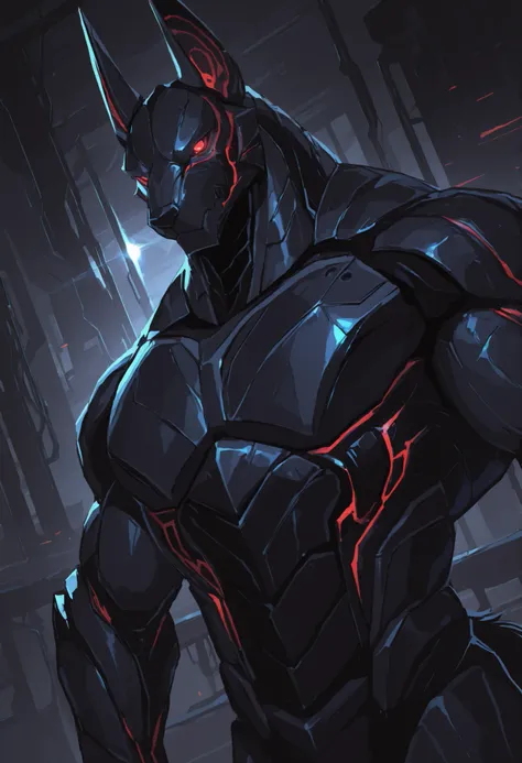 score_9, score_8_up, score_7_up, score_6_up, score_5_up, score_4_up, gigerworld, anthro jackal, wearing black waistcoat over heavy armor, bulky, wide chest
cybrog, anthro, jackal, male, Muscle, Delicate face, Delicate eyes, 1 big tail, (glowing LED), rubbe...