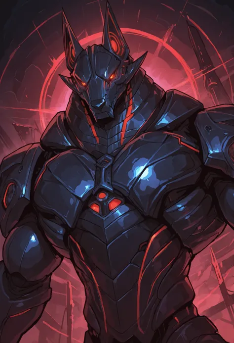 score_9, score_8_up, score_7_up, score_6_up, score_5_up, score_4_up, gigerworld, anthro jackal, wearing black waistcoat over heavy armor, bulky, wide chest
cybrog, anthro, jackal, male, Muscle, Delicate face, Delicate eyes, 1 big tail, (glowing LED), rubbe...