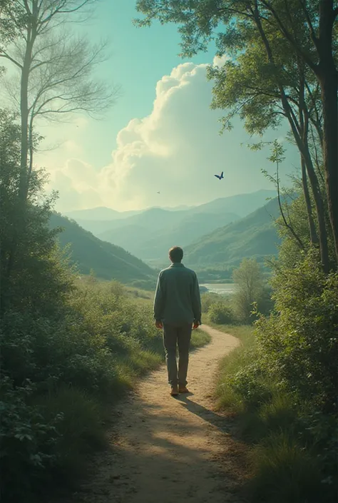 Make a video of a man walking until he finds a magic car 