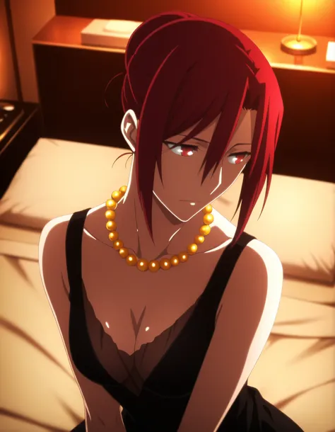 <lora:KnK_aozaki_toukoXLIllustrious001>,
masterpiece,best quality,good quality,newest, ufotable anime style, (anime coloring), (anime screencap),
detailed background, indoors, (hotel luxury room, bed room),
head tilt, ,
looking away, small breasts,
solo, ...