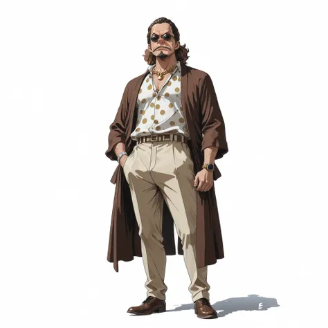 (male), (middle aged man), (masculine man), (athletic body), (brown eyes), (brown hair), (big nose), (full goatee), (solo), (single character), (full body version), (white background), (no background), (highly detailed), (shadow), (natural light), (detaile...