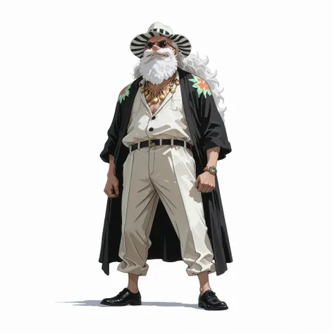 (male), (old man), (masculine man), (athletic body), (brown eyes), (white long hair), (big nose), (full beard), (solo), (single character), (full body version), (white background), (no background), (highly detailed), (shadow), (natural light), (detailed ou...